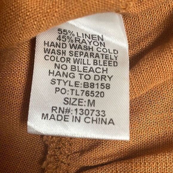 UMGEE Women's Peasant Boho Collared Frayed Edge Top Ruffled Hem Rust Size S - Picture 9 of 10